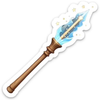 Wand – Wooden stick with glowing tip, sparkles of magic around it sticker
