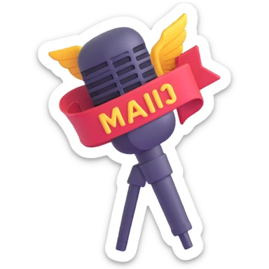 microphone icon representing an application achievement with celebratory badge or trophy elements sticker