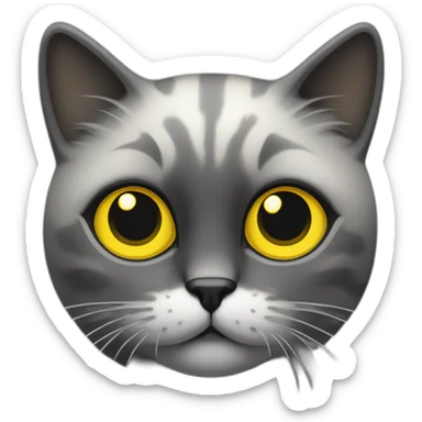 Un chat marbré noir et gris avec des yeux jaunes sticker