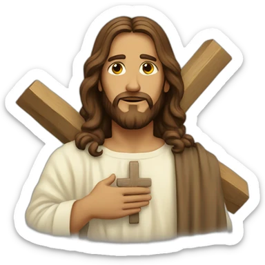 Jesus holding a cross sticker