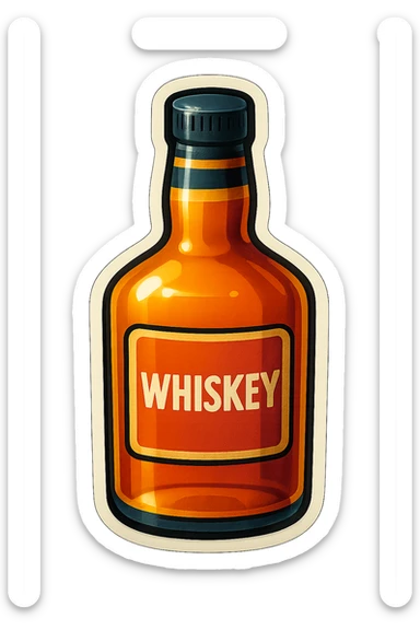 A sticker of a bottle of whiskey sticker