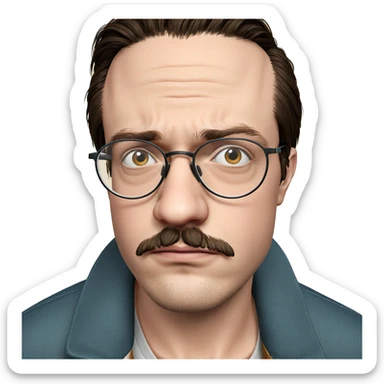 thoughtful gaze in glasses sticker