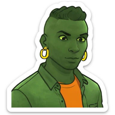 dark-skinned male portrait with earrings sticker