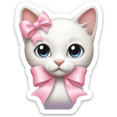 light pink ribbon bow cat sticker