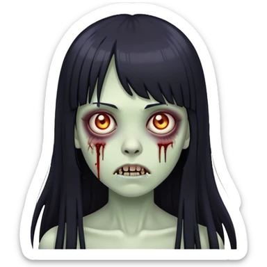 zombie girl with straight long black hair and bangs ( like this 🧟‍♀️) sticker