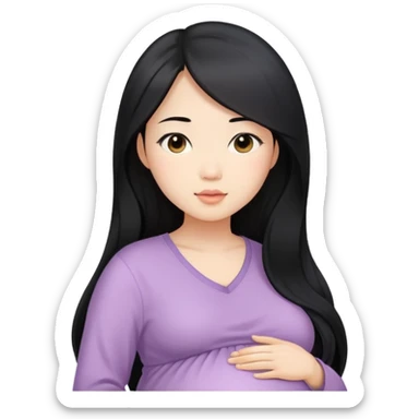 Beautiful Asian girl with long black hair pregnant sticker