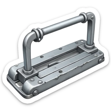 silver colored trap-irons; falltrap sticker