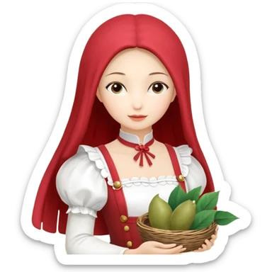 девушка ангел с нимбом и крыльями, с рыжими прямыми волосами по плечи, с улыбкой, стоит рядом с девушка зомби с темными длинными прямыми золосами, со злым выражением лица и ровными белыми зубами в стиле Apple avatar sticker