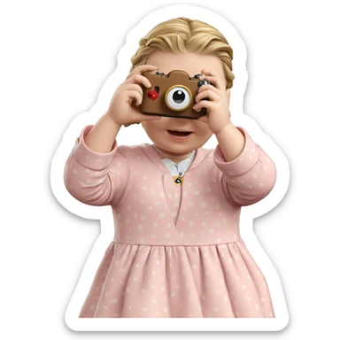 girl with camera in dress sticker