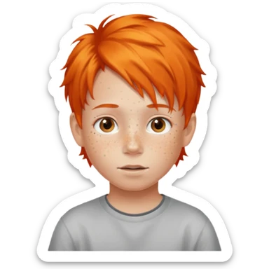 Kid with orange hair and lots of freckles  sticker