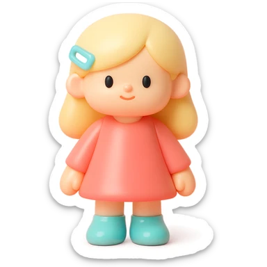 hairclip, collectible toy look, vinyl figure style sticker
