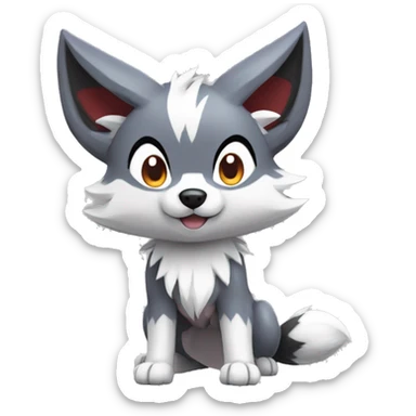 Kawaii Chibi Poochyena-Lycanroc-Pokémon Full Body sticker