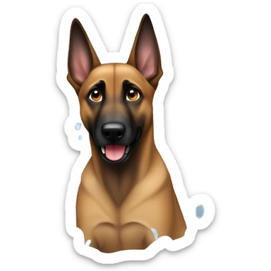 malinois qui prend son bain, sa douche sticker