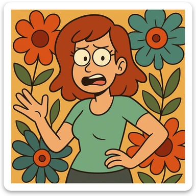 backdrop with bold, graphic flowers, vibrant colors sticker