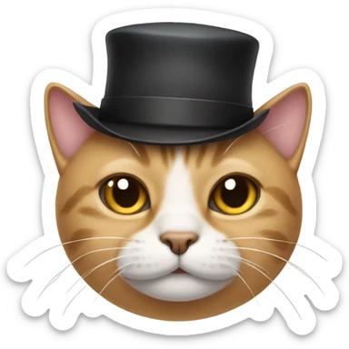 Cat with too hat and mustache sticker