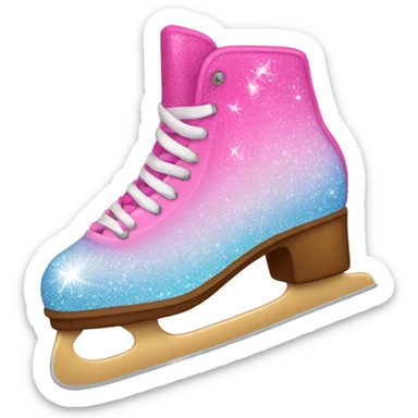 Pink ombre ice skate with glitter  sticker