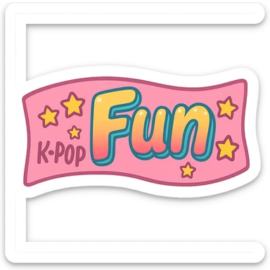 pink kpop fan banner with stars, fun sticker