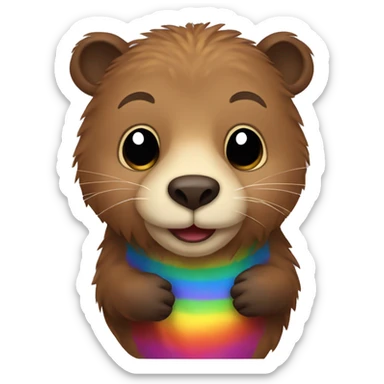 normal emoji style google beaver with rainbow colors fur sticker