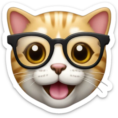 Gato con lentes y Dientes filosos  sticker