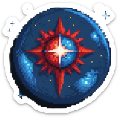 Deep blue morning star over planet with red sunrise sticker