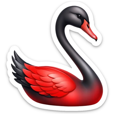 black and red shiny weeping swan sticker