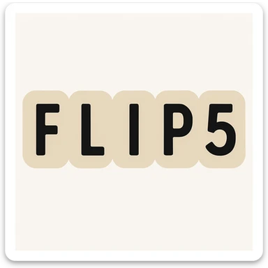 Make all the boxes the same color, keeping the minimal, modern, and clean look for the 'flip5' logo. Each letter remains in its own rounded box, but all boxes share a single color. sticker