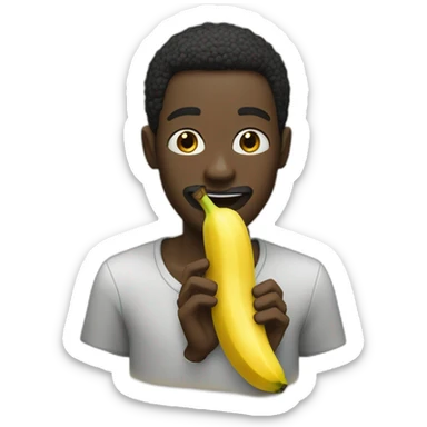 Black man eating banana sticker