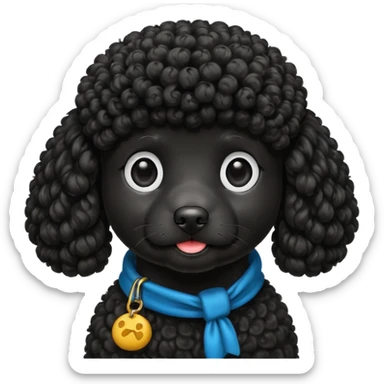 black poodle, round face sticker
