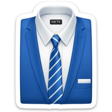 men's blue tie on white shirt, minimalism, no emojis or faces, iOS emoji style sticker
