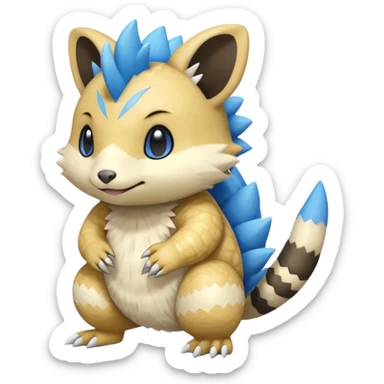 Sandshrew-Emolga-Pachirisu-Cacomistl-Fakemon-hybrid-creature (full body) sticker