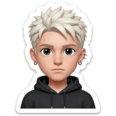 Create for me a boy wearing a hoodie, with spiky platinum blonde hair and piercings. sticker
