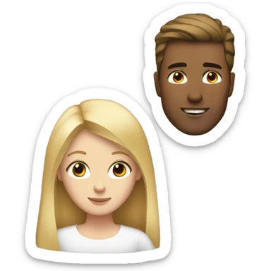 White man with brown hair and blonde girl  sticker