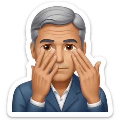 George clooney covering his eyes with his hand sticker