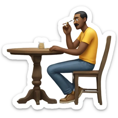Man smoking while sitting with his foot on the table sticker