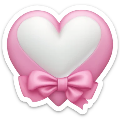 white heart wrapped with a pink coquette bow sticker