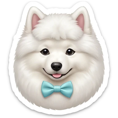 
Samoyed with a pastel bowtie on his neck sticker