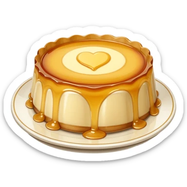 scalloped flan on a dish sticker