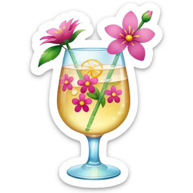 realistic aesthetic drink with flower decor sticker