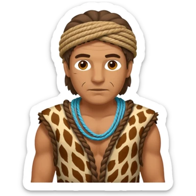 Ancient  man with animal skin clothes with ropes sticker