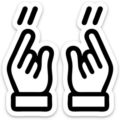 minimalist hands making air quotes, fingers shaped like quotation marks, clean lines sticker