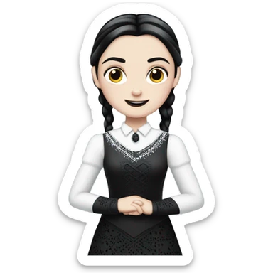 wednesday addams wearing frozen's elsa dress sticker
