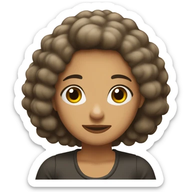 Chica blanca, pelo castaño oscuro y rulo  sticker