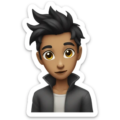 catfolk black hair thief teenager pretty sticker