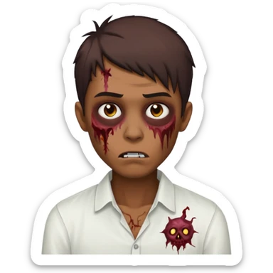a zombie bronw emo man hard opium with white shirt sticker