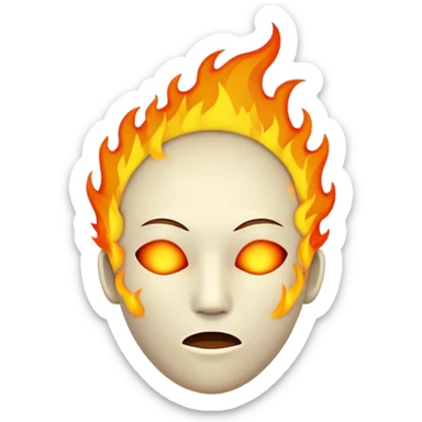 featureless head with fire, no eyes, no mouth, blank face sticker