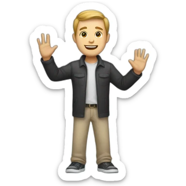 A white man standing with his arms raised sticker