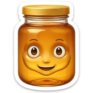 Jar of honey with a face  sticker