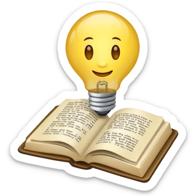 ein buch bzw lernmaterial und obendrüber eine leuchtende glühbirne sticker