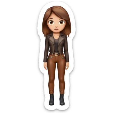 Woman leather pants brown hair  sticker