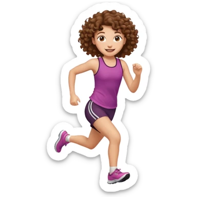 tail curly brown hair girl running sticker